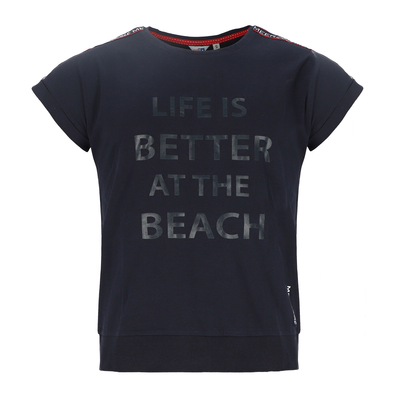 46115_01 Da.-T-Shirt mit Bündchen