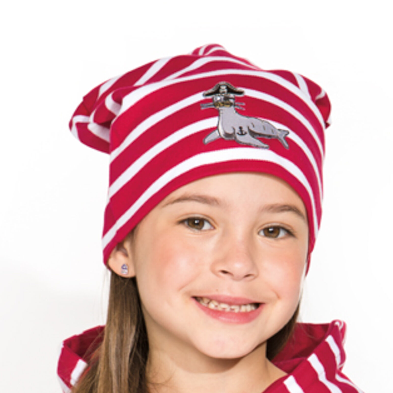 Maritimer Beanie mit Patch Restposten
