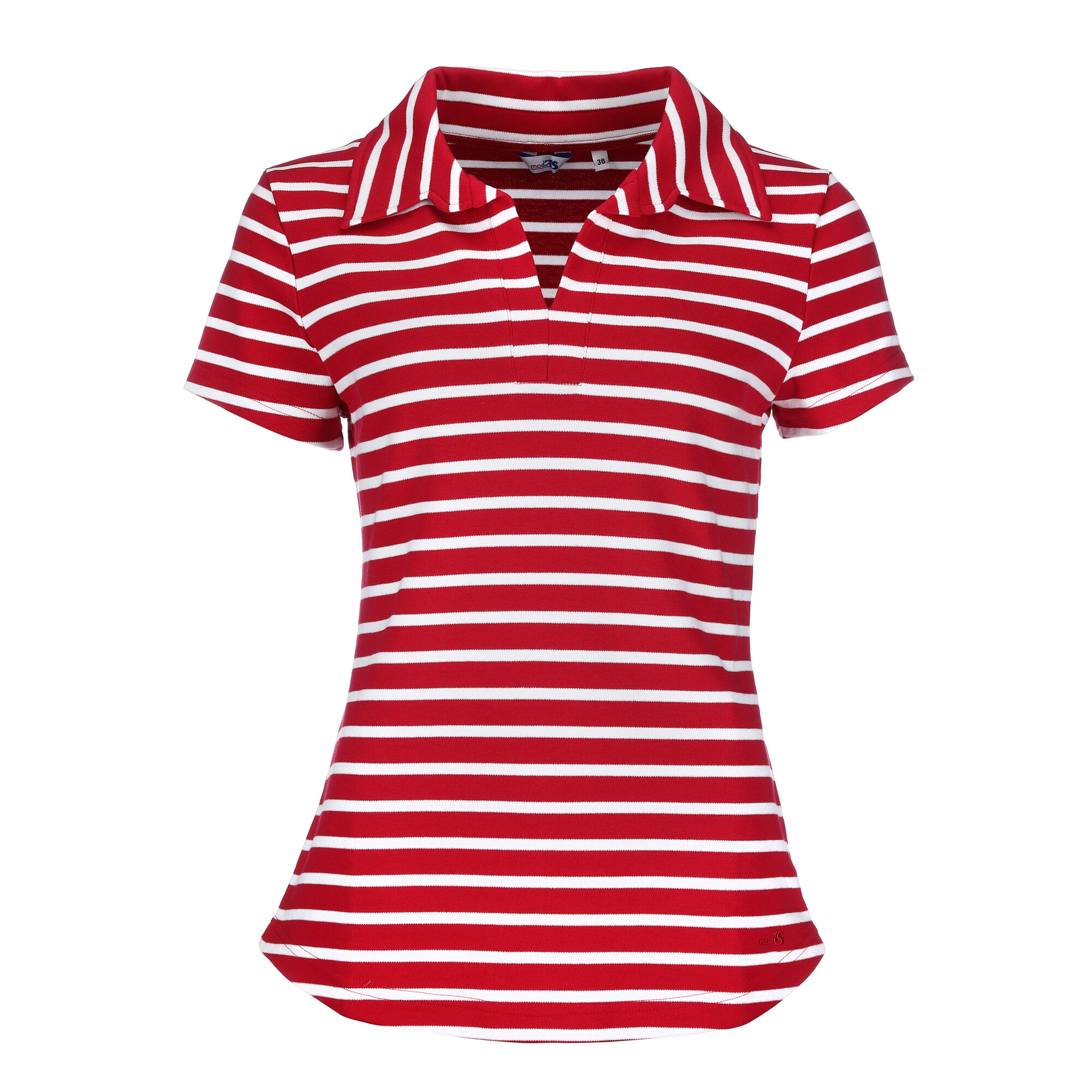 26602-02_rot-weiss_01 Damen Shirt mit Polokragen